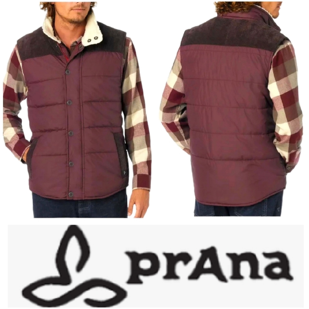 Prana Waylen Vest, Mahogany. Large.